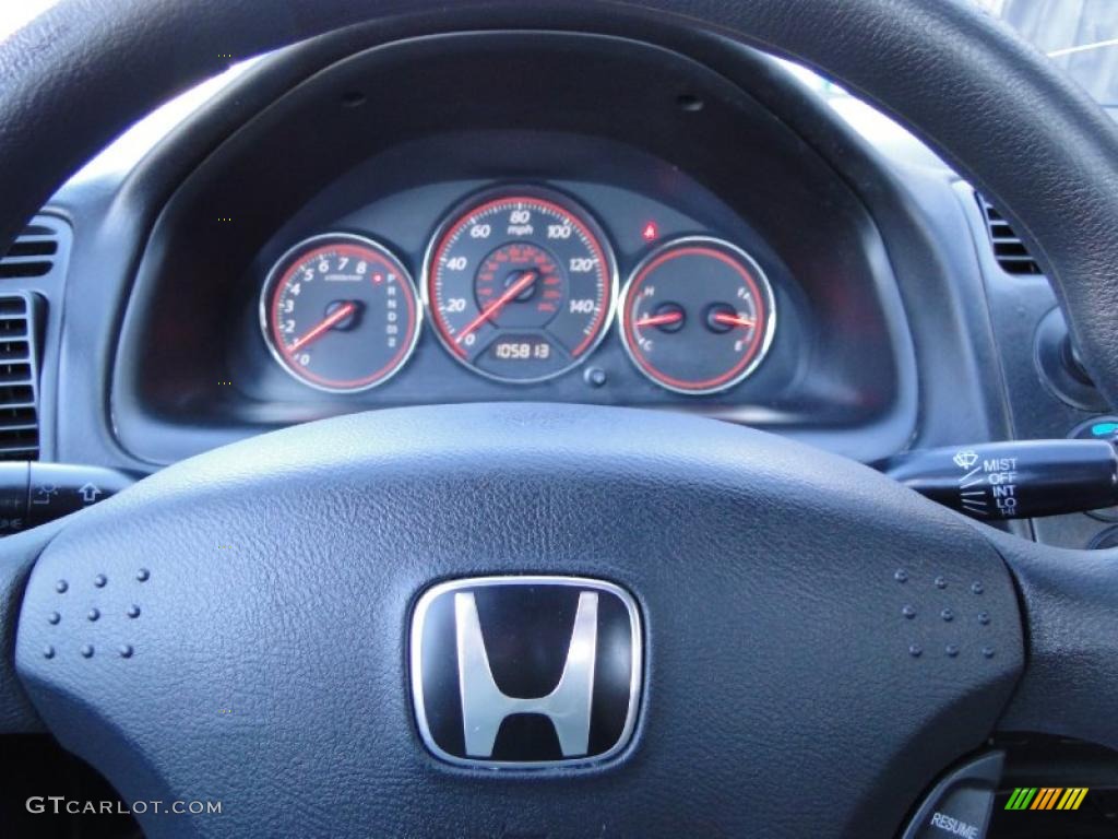 2003 Honda Civic LX Coupe Black Steering Wheel Photo #43376141