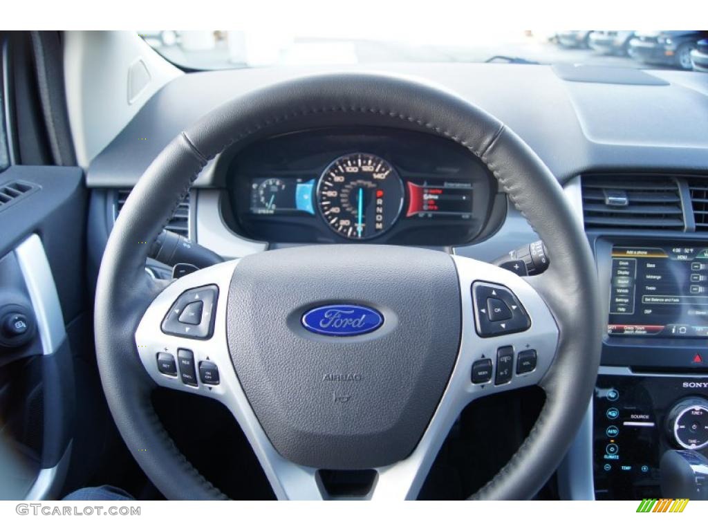 2011 Ford Edge Sport Charcoal Black/Silver Smoke Metallic Steering Wheel Photo #43380083