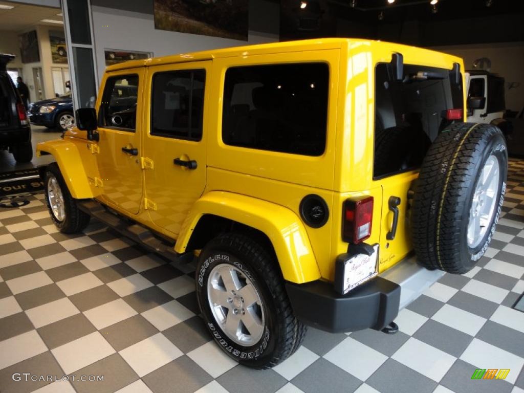 Detonator Yellow 2011 Jeep Wrangler Unlimited Sahara 4x4 Exterior Photo #43388467