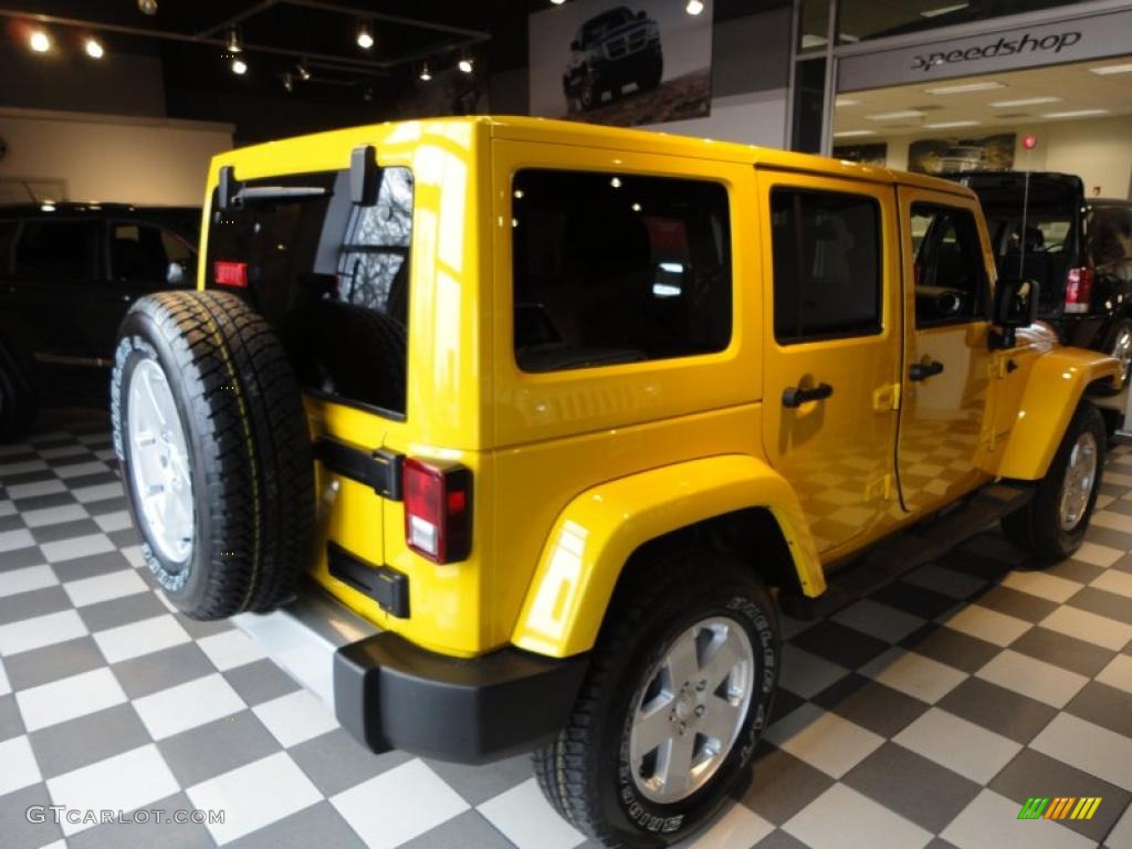 Detonator Yellow 2011 Jeep Wrangler Unlimited Sahara 4x4 Exterior Photo #43388499