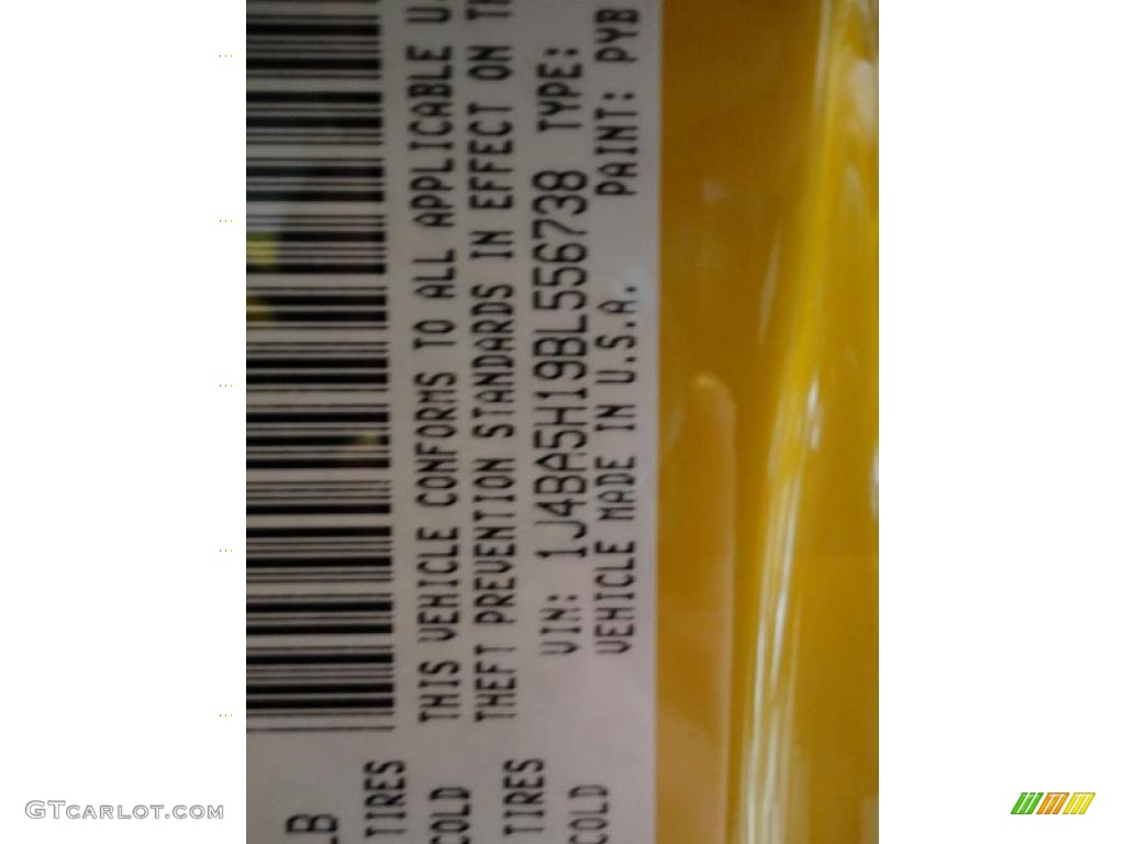 2011 Wrangler Unlimited Color Code PYB for Detonator Yellow Photo #43389479