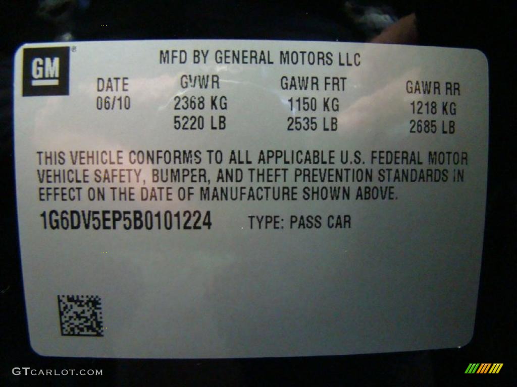2011 Cadillac CTS -V Sedan Info Tag Photo #43399360