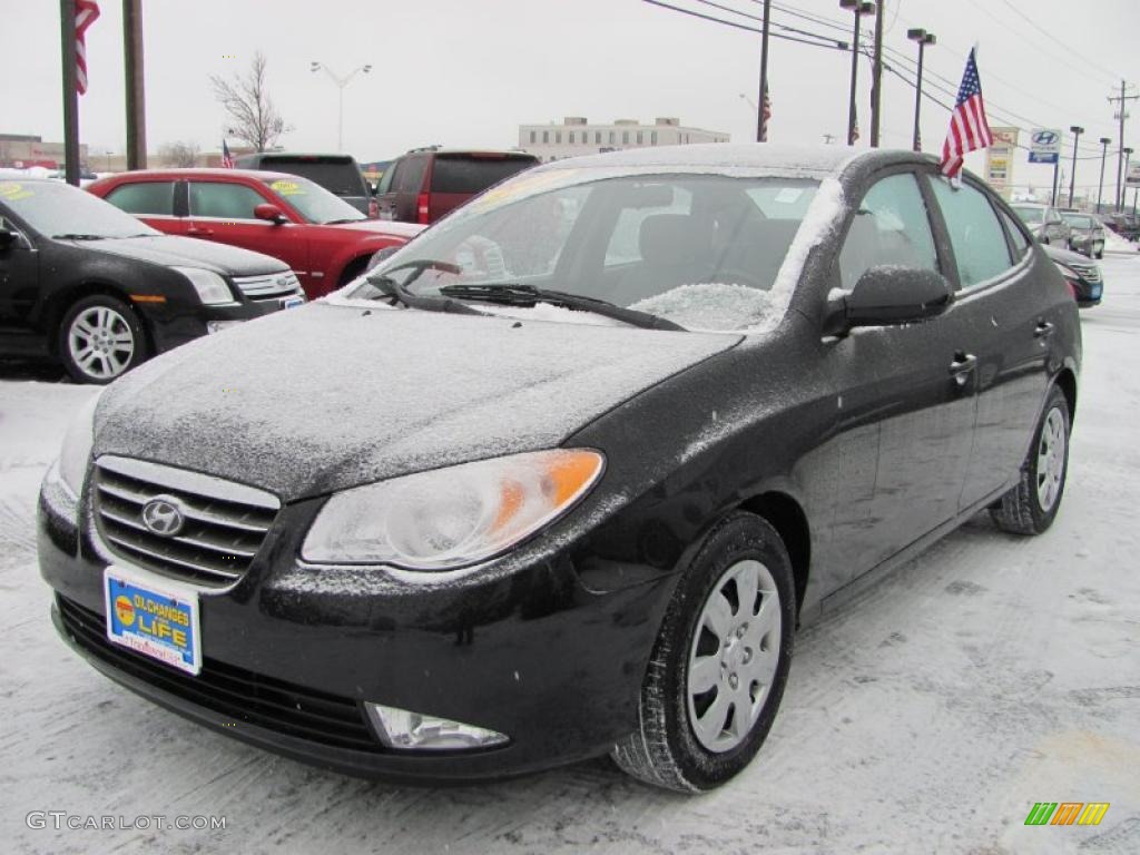2009 Elantra GLS Sedan - Black Pearl / Gray photo #1
