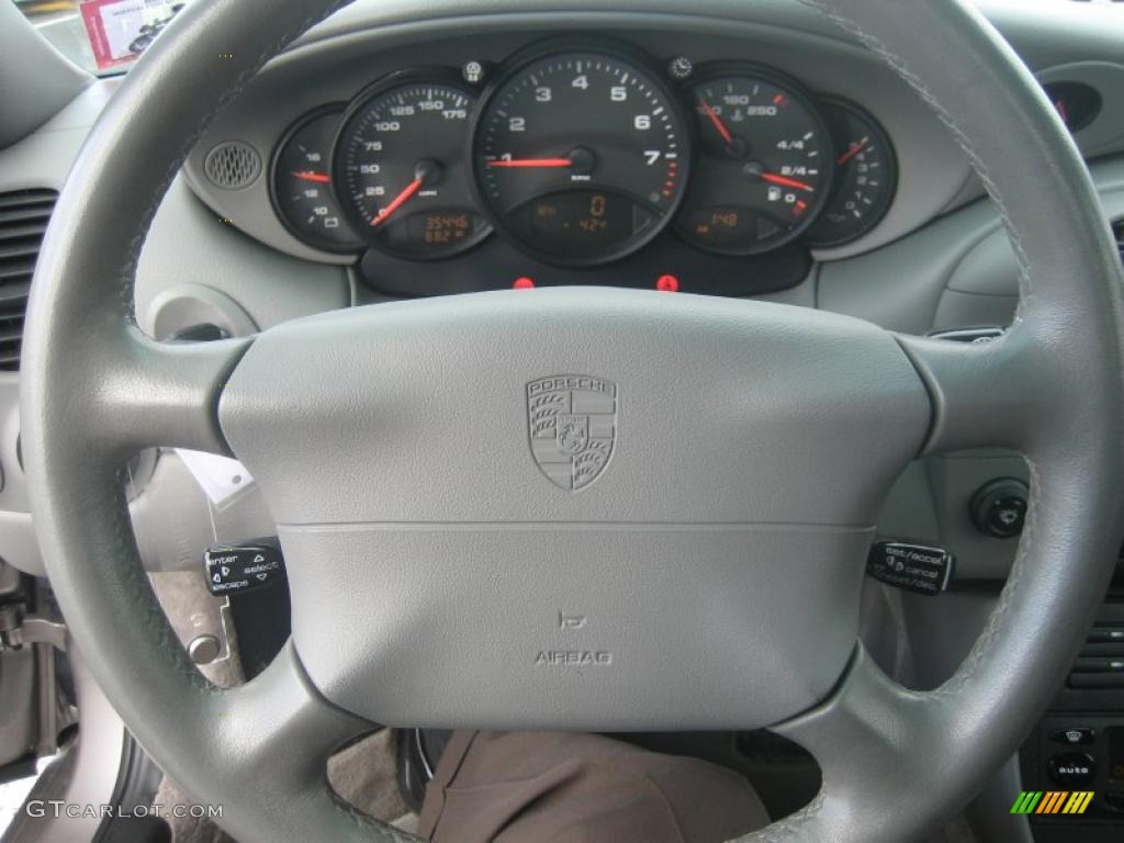 2001 Porsche 911 Carrera 4 Coupe Graphite Grey Steering Wheel Photo #43426765