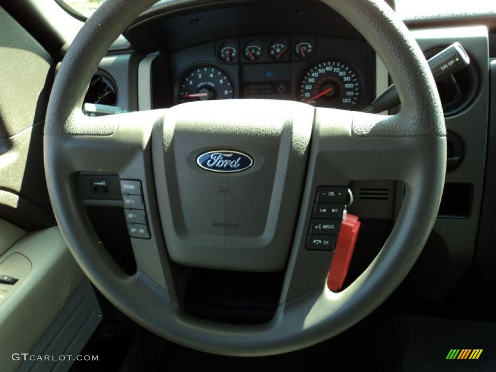 2009 Ford F150 STX SuperCab Stone/Medium Stone Steering Wheel Photo #43428153