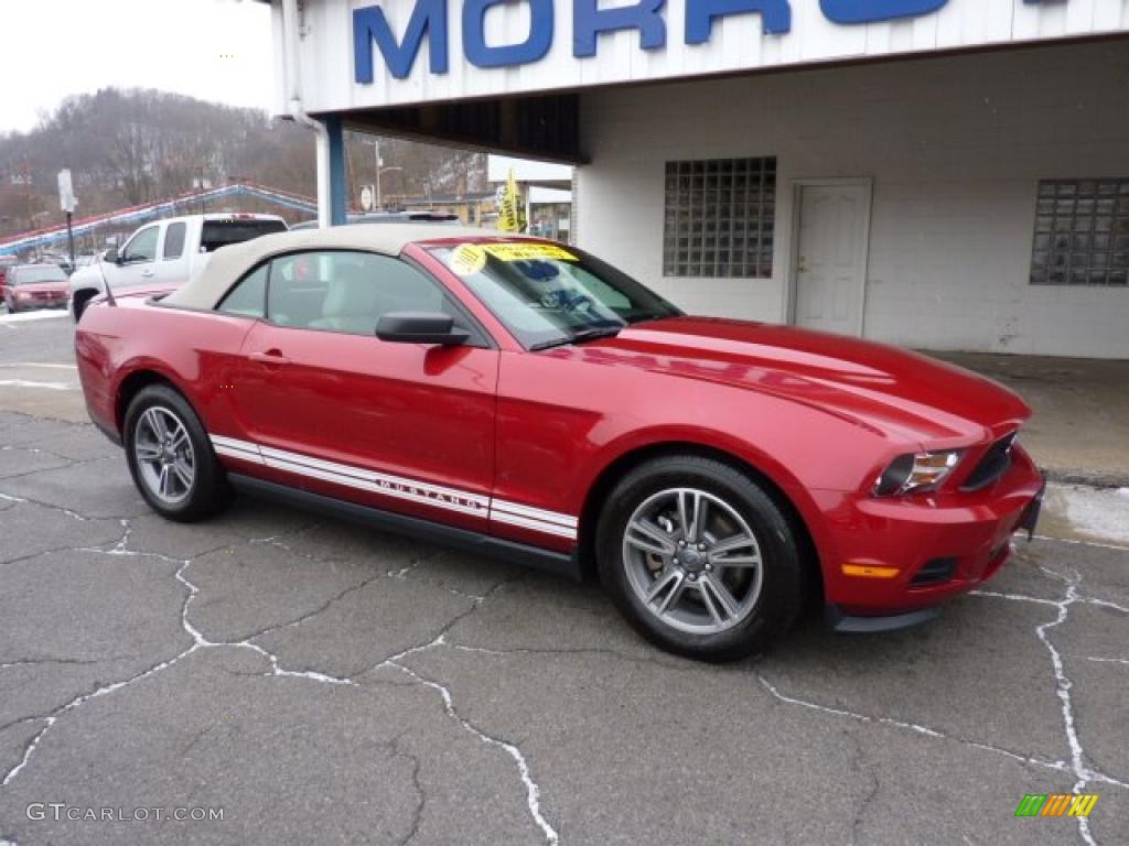 2011 Mustang V6 Premium Convertible - Red Candy Metallic / Stone photo #2