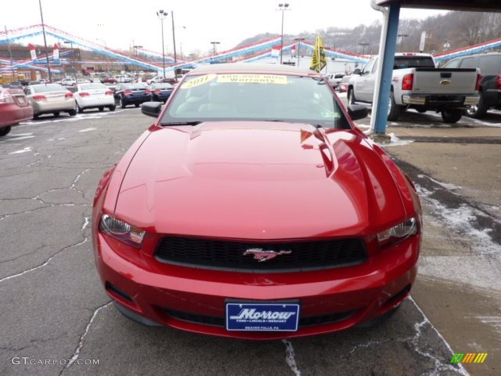 2011 Mustang V6 Premium Convertible - Red Candy Metallic / Stone photo #4