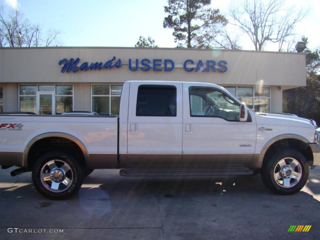 2007 F250 Super Duty King Ranch Crew Cab 4x4 - Oxford White Clearcoat / Castano Brown Leather photo #1