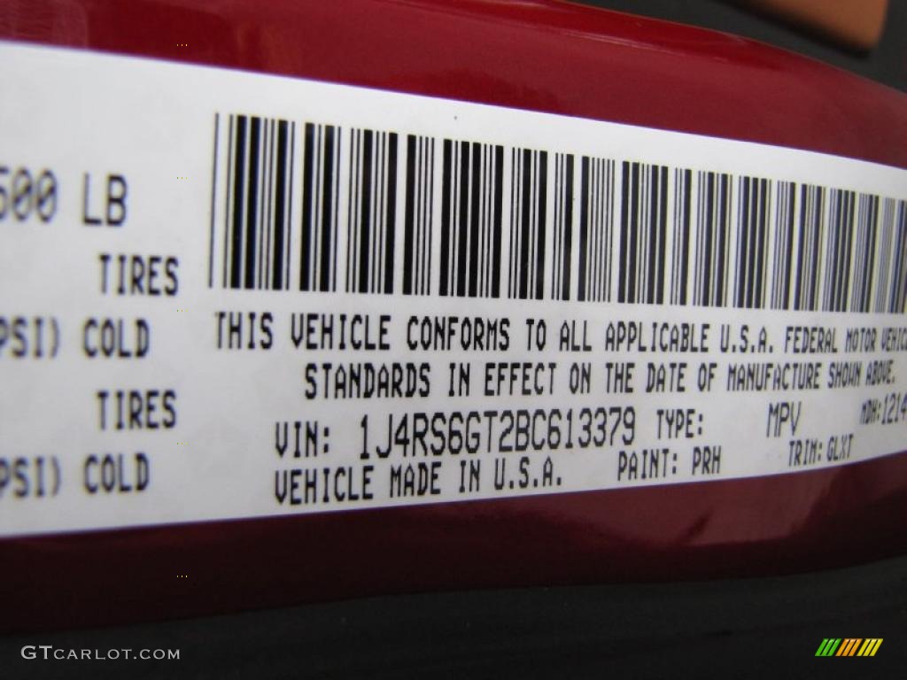 2011 Grand Cherokee Color Code PRH for Inferno Red Crystal Pearl Photo #43462736