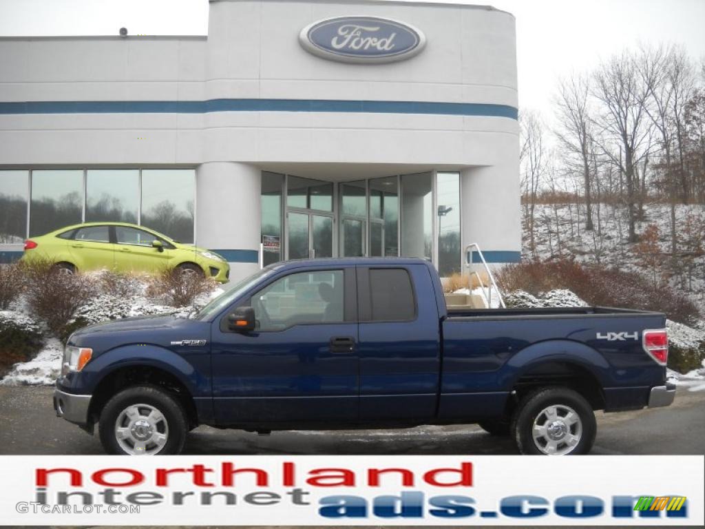 2011 F150 XLT SuperCab 4x4 - Dark Blue Pearl Metallic / Steel Gray photo #1