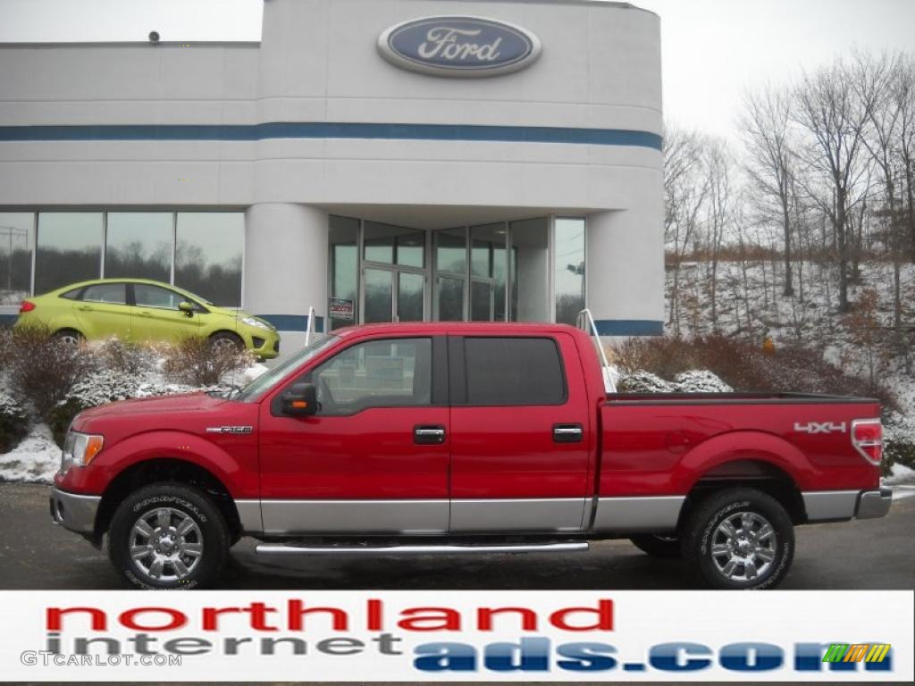 2011 F150 XLT SuperCrew 4x4 - Red Candy Metallic / Steel Gray photo #1