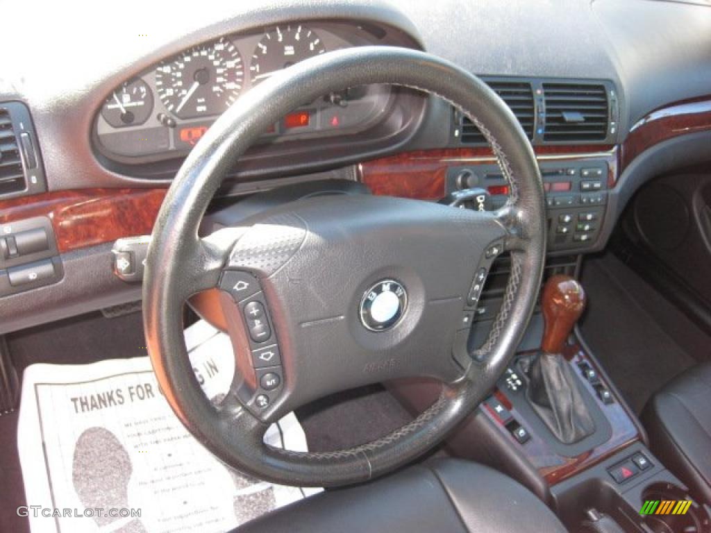 2005 BMW 3 Series 325xi Wagon Black Steering Wheel Photo #43494224