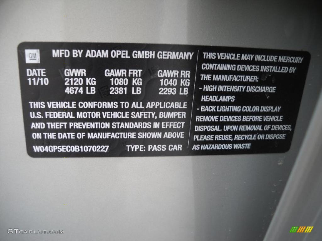 2011 Buick Regal CXL Info Tag Photo #43505351