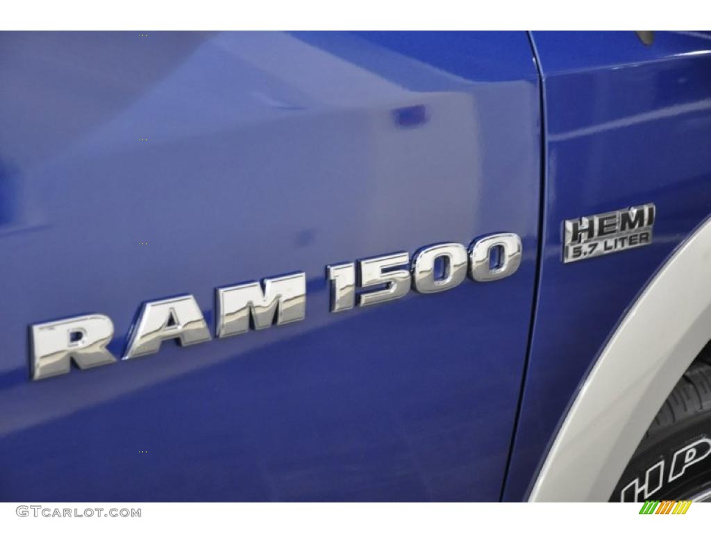 2011 Ram 1500 Laramie Crew Cab 4x4 - Deep Water Blue Pearl / Light Pebble Beige/Bark Brown photo #5