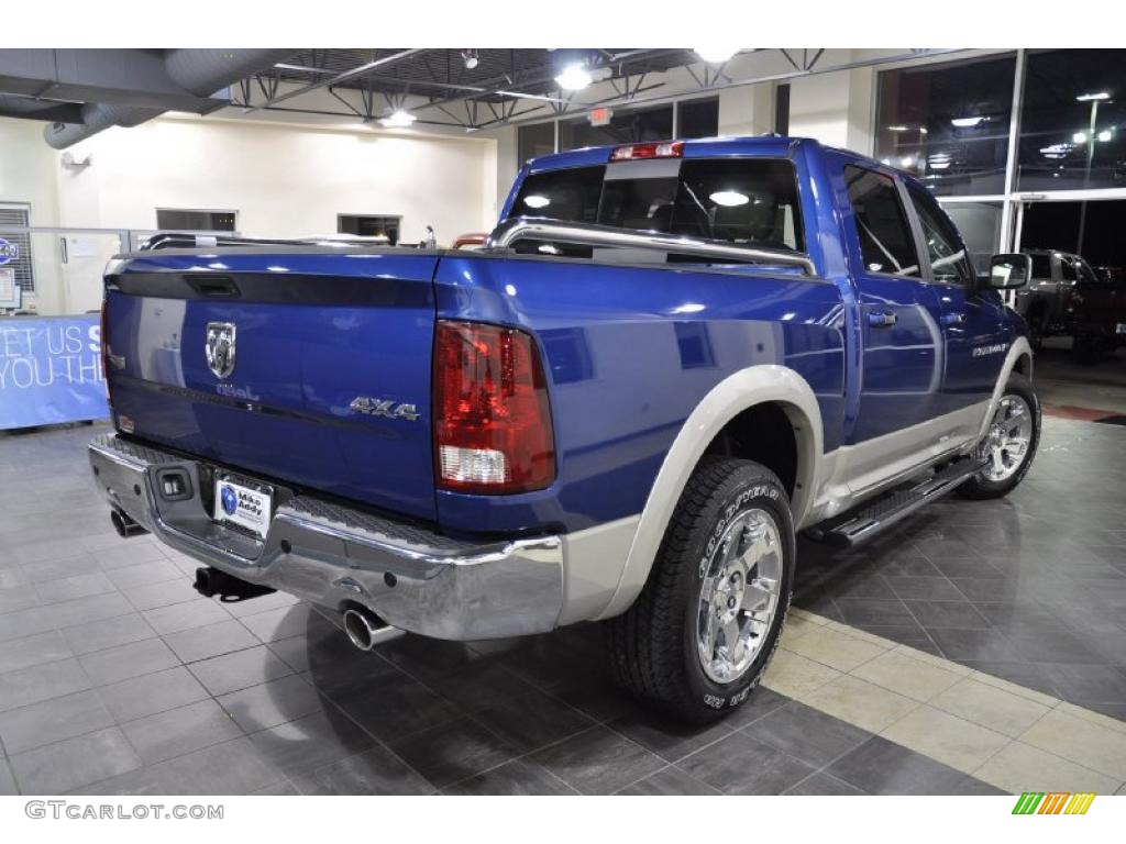 2011 Ram 1500 Laramie Crew Cab 4x4 - Deep Water Blue Pearl / Light Pebble Beige/Bark Brown photo #6