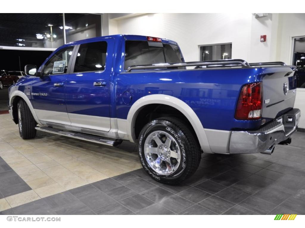 2011 Ram 1500 Laramie Crew Cab 4x4 - Deep Water Blue Pearl / Light Pebble Beige/Bark Brown photo #10