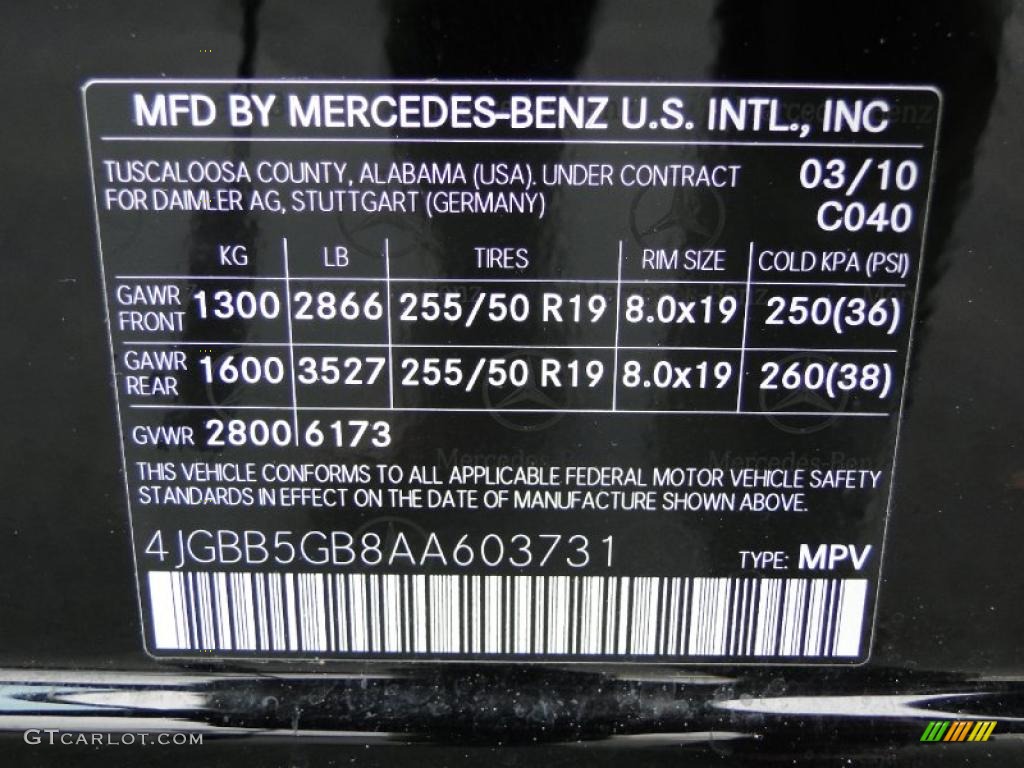 2010 ML Color Code 040 for Black Photo #43536934