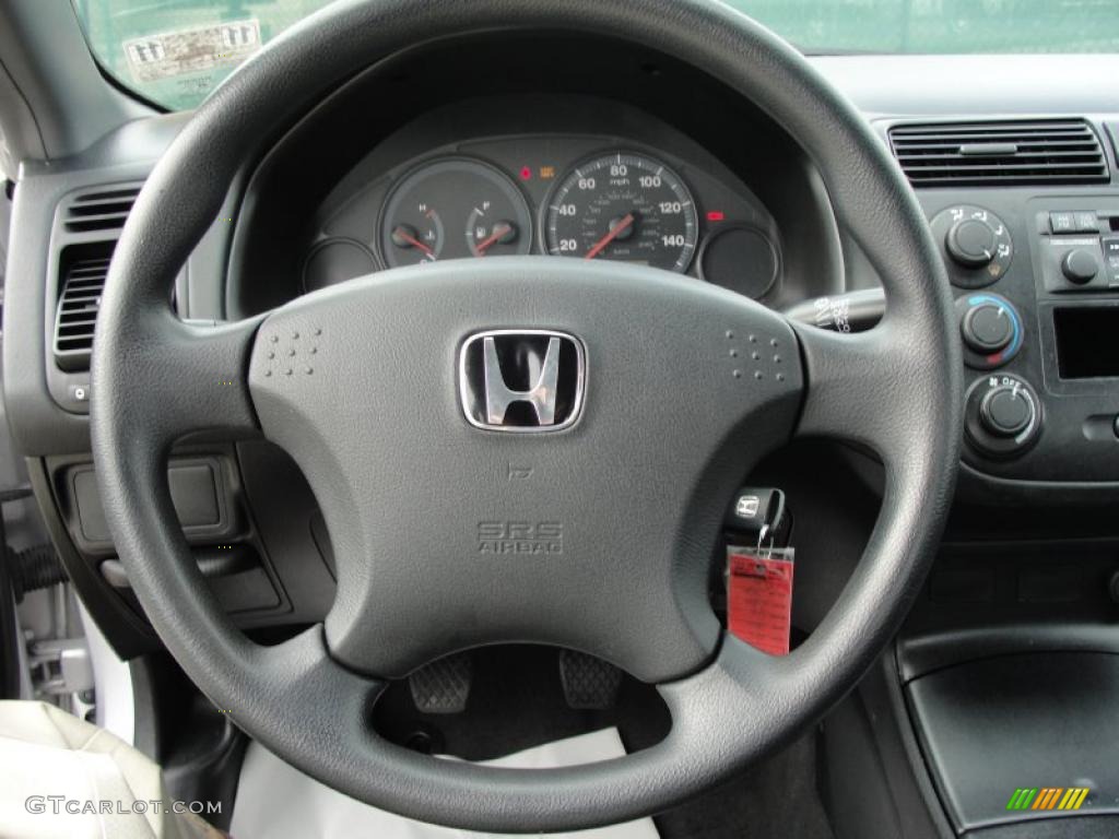 2005 Honda Civic Value Package Coupe Black Steering Wheel Photo #43542304