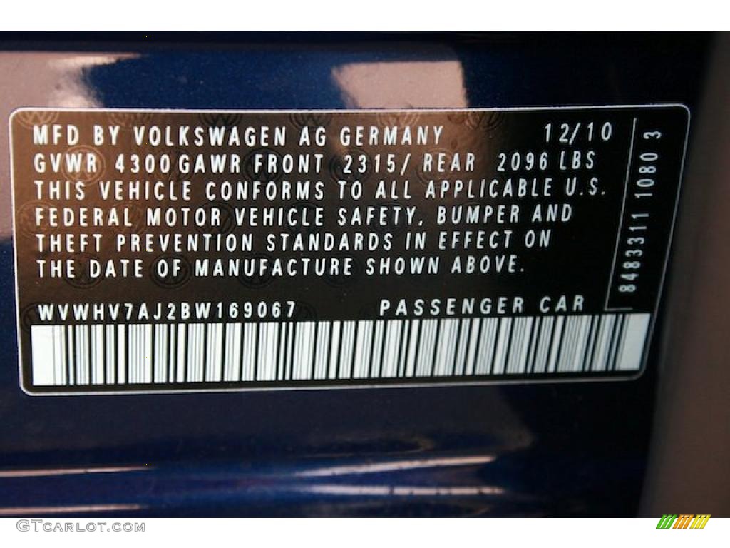 2011 Volkswagen GTI 4 Door Info Tag Photo #43543956
