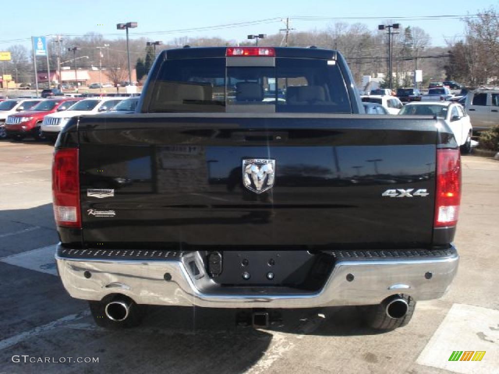 2009 Ram 1500 Laramie Crew Cab 4x4 - Brilliant Black Crystal Pearl / Light Pebble Beige/Bark Brown photo #4