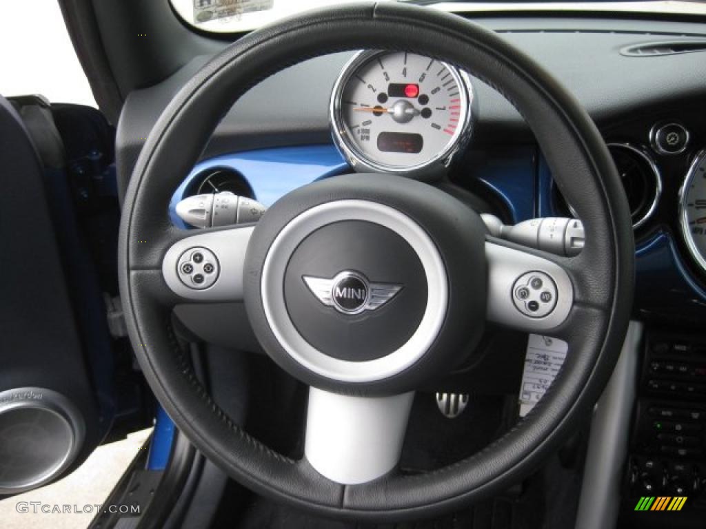 2005 Mini Cooper S Convertible Panther Black Steering Wheel Photo #43553617