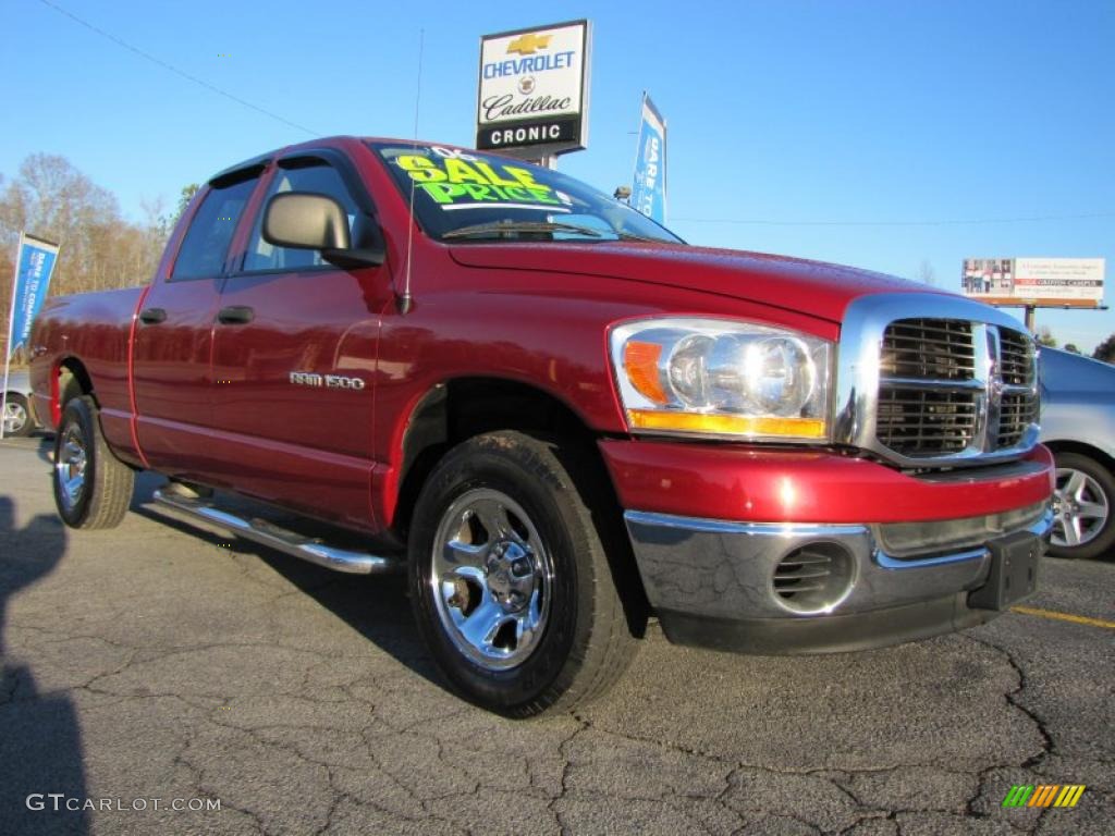 2006 Ram 1500 SLT Quad Cab - Inferno Red Crystal Pearl / Medium Slate Gray photo #1