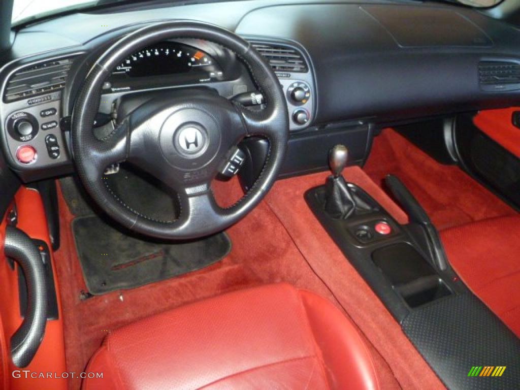 Black/Red Leather Interior 2000 Honda S2000 Roadster Photo #43562258
