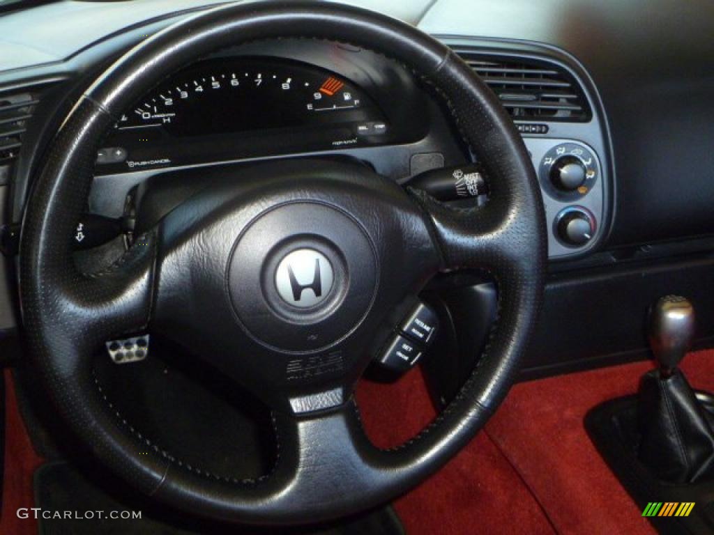 2000 Honda S2000 Roadster Black/Red Leather Steering Wheel Photo 43562524