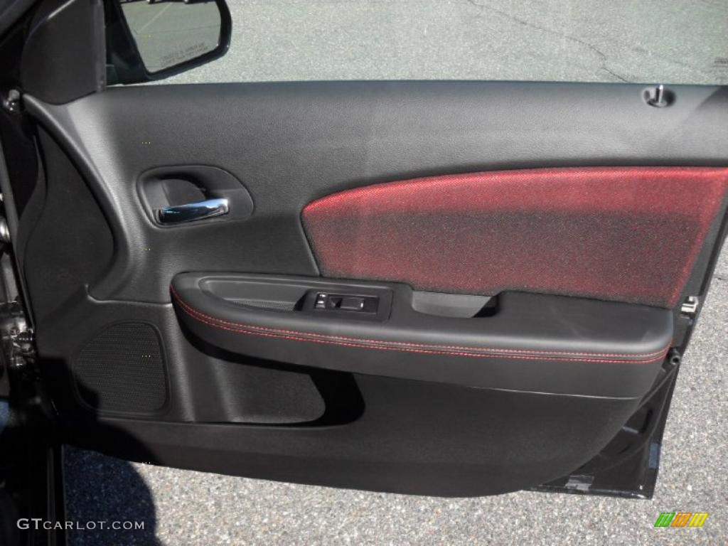2011 Dodge Avenger Mainstreet Black/Red Door Panel Photo #43568198