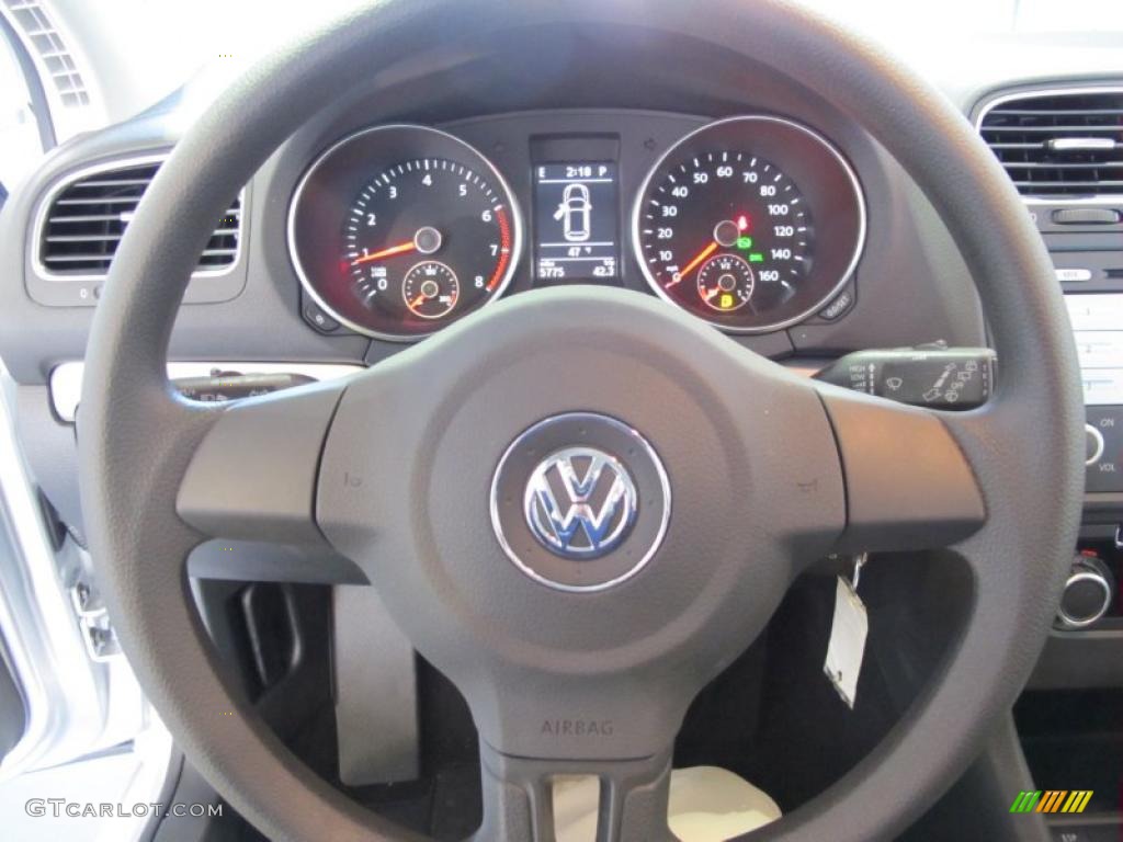 2010 Volkswagen Golf 4 Door Titan Black Steering Wheel Photo #43570802