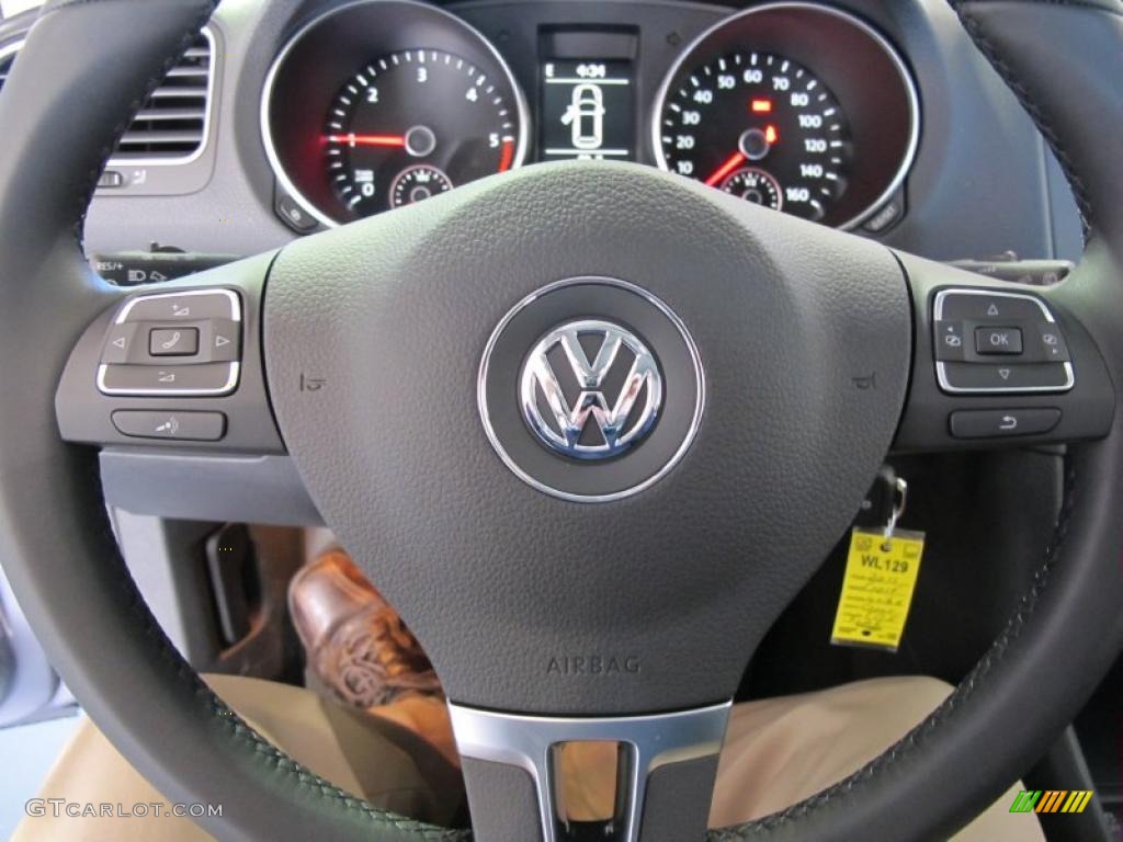 2011 Volkswagen Golf 2 Door TDI Titan Black Steering Wheel Photo #43571922