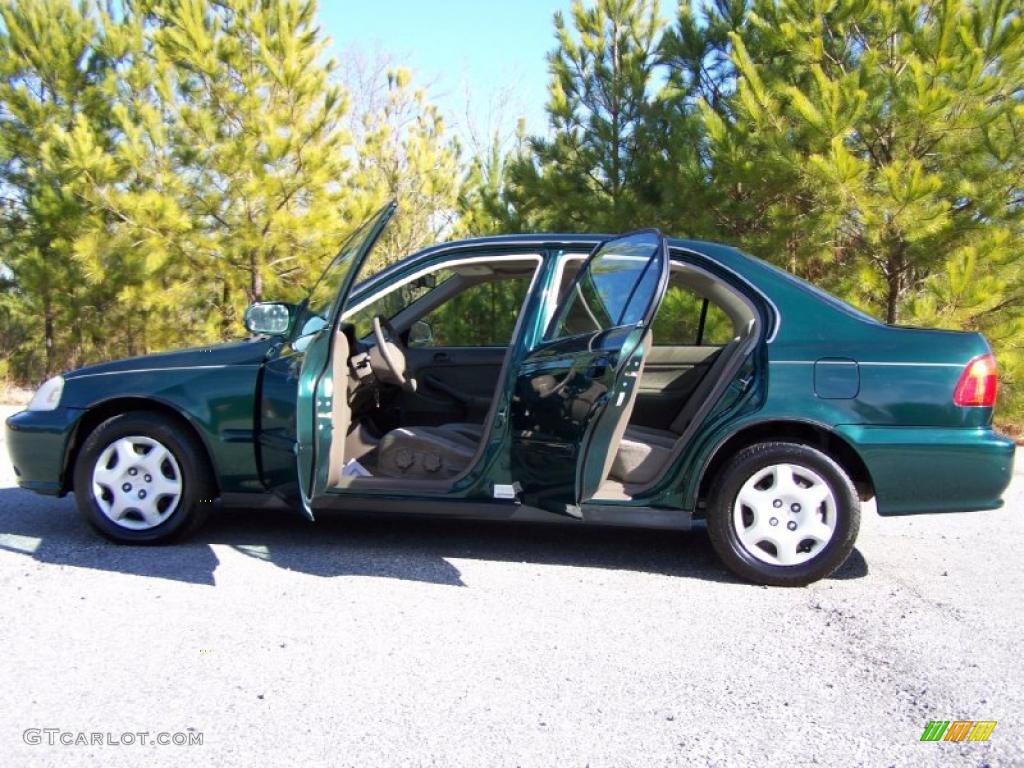 2000 Civic EX Sedan - Clover Green Pearl / Beige photo #14