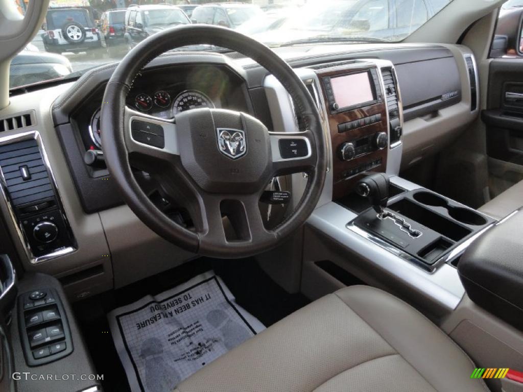 2010 Ram 1500 Laramie Crew Cab 4x4 - Inferno Red Crystal Pearl / Light Pebble Beige/Bark Brown photo #8