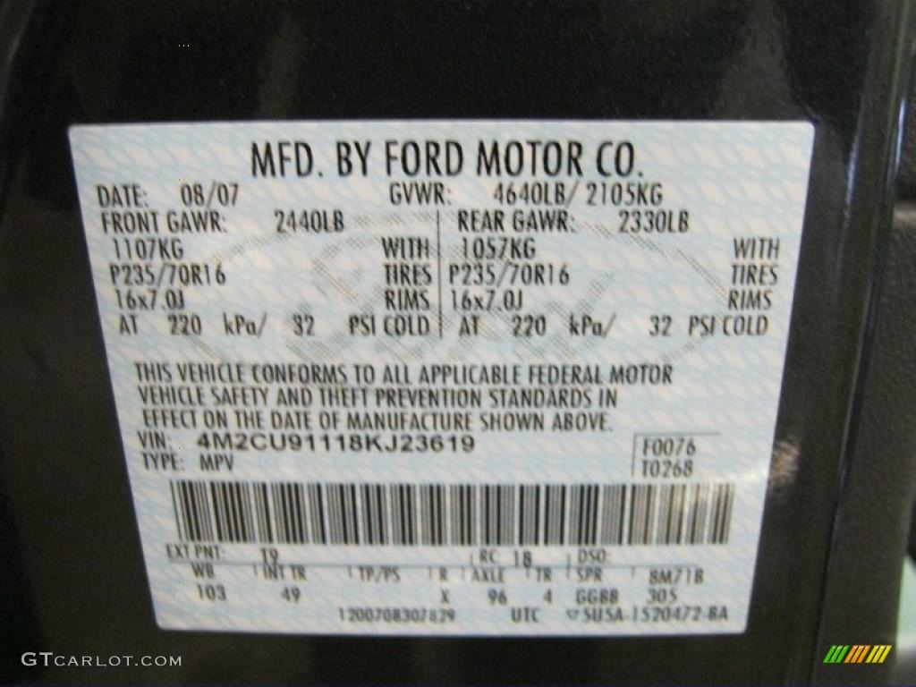 2008 Mariner V6 4WD - Black Pearl Slate / Black photo #26