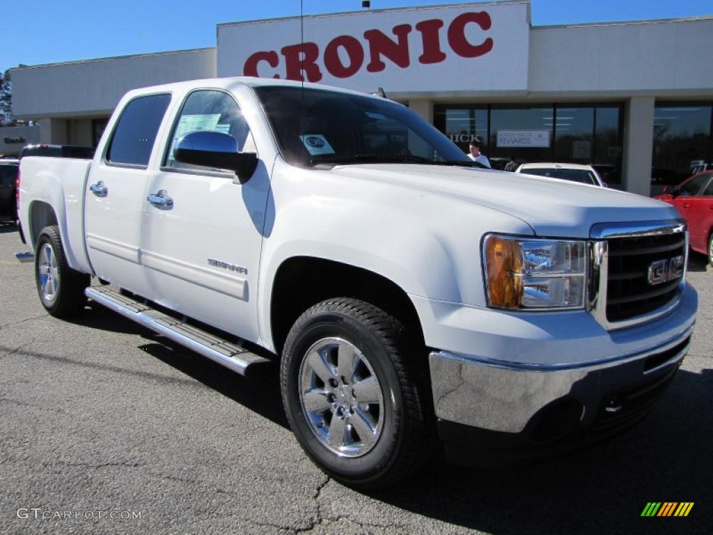 2011 Sierra 1500 SLE Crew Cab - Summit White / Ebony photo #1