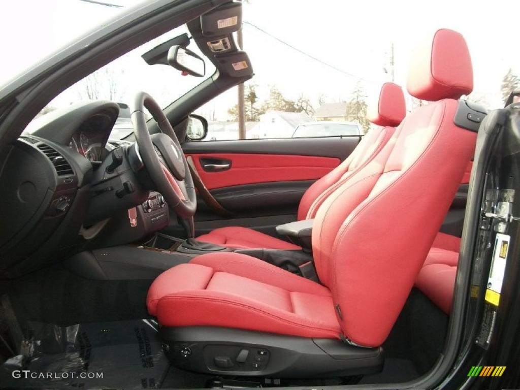 2010 1 Series 128i Convertible - Jet Black / Coral Red Boston Leather photo #12