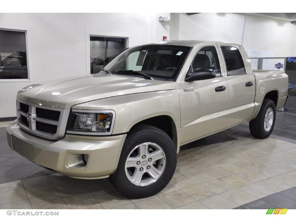 2011 Dakota Big Horn Crew Cab - White Gold Metallic / Dark Khaki/Medium Khaki photo #2