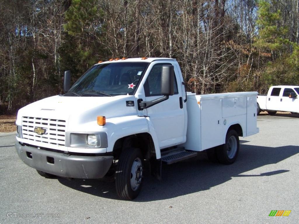 2004 C Series Kodiak C4500 Crew Cab Utility Dump Truck - Summit White / Black photo #1