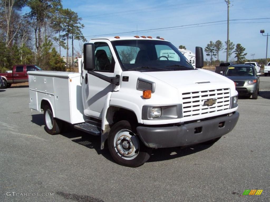 2004 C Series Kodiak C4500 Crew Cab Utility Dump Truck - Summit White / Black photo #3