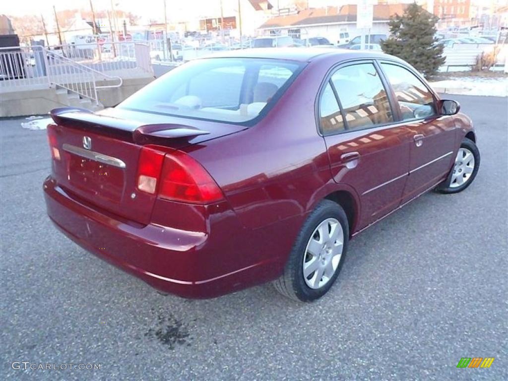 2002 Civic EX Sedan - Radiant Ruby Red Pearl / Beige photo #4