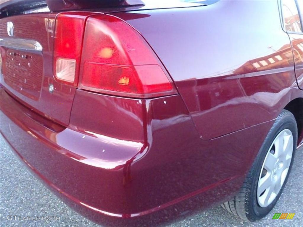 2002 Civic EX Sedan - Radiant Ruby Red Pearl / Beige photo #22