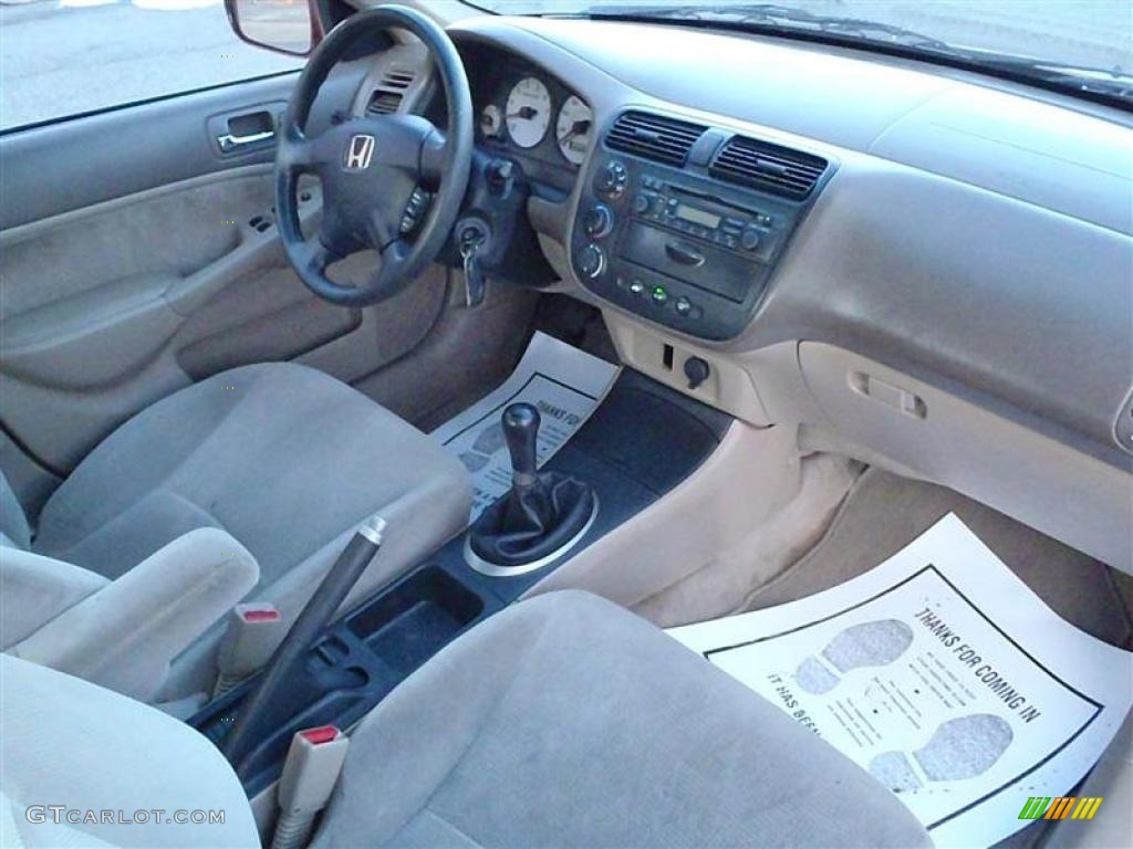 2002 Civic EX Sedan - Radiant Ruby Red Pearl / Beige photo #33