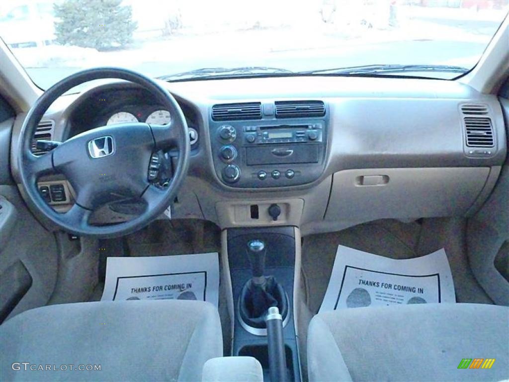 2002 Civic EX Sedan - Radiant Ruby Red Pearl / Beige photo #35