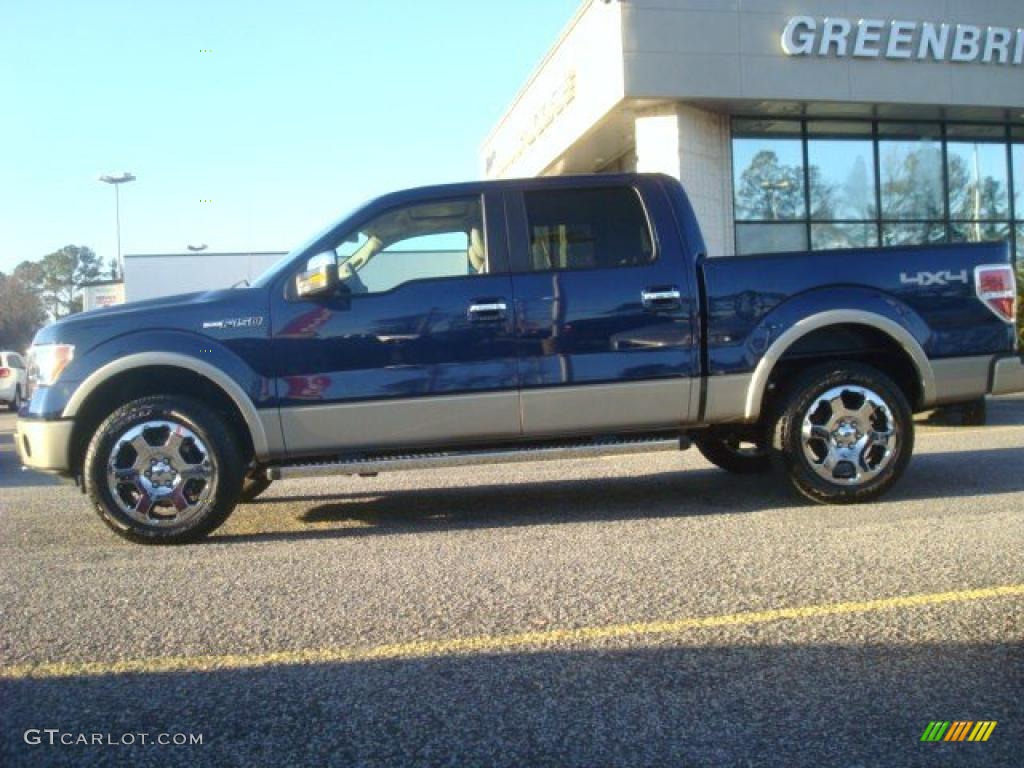 2010 F150 Lariat SuperCrew 4x4 - Dark Blue Pearl Metallic / Medium Stone photo #3