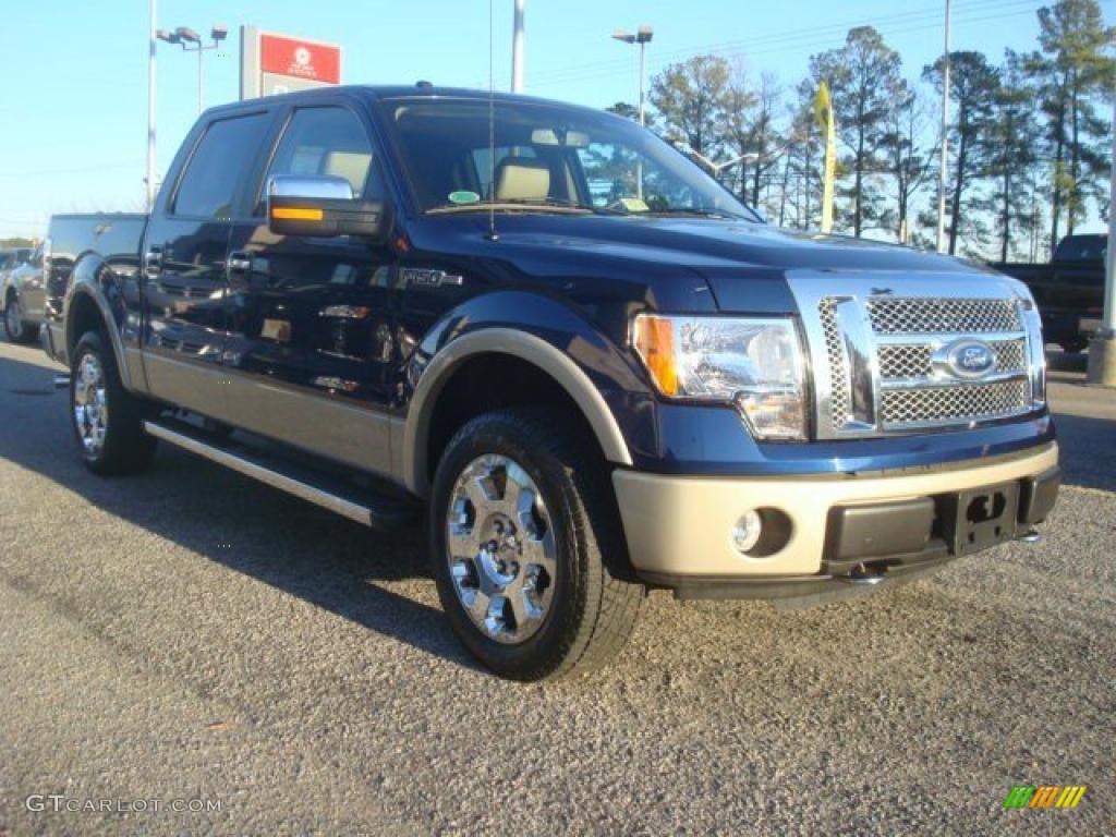 2010 F150 Lariat SuperCrew 4x4 - Dark Blue Pearl Metallic / Medium Stone photo #6