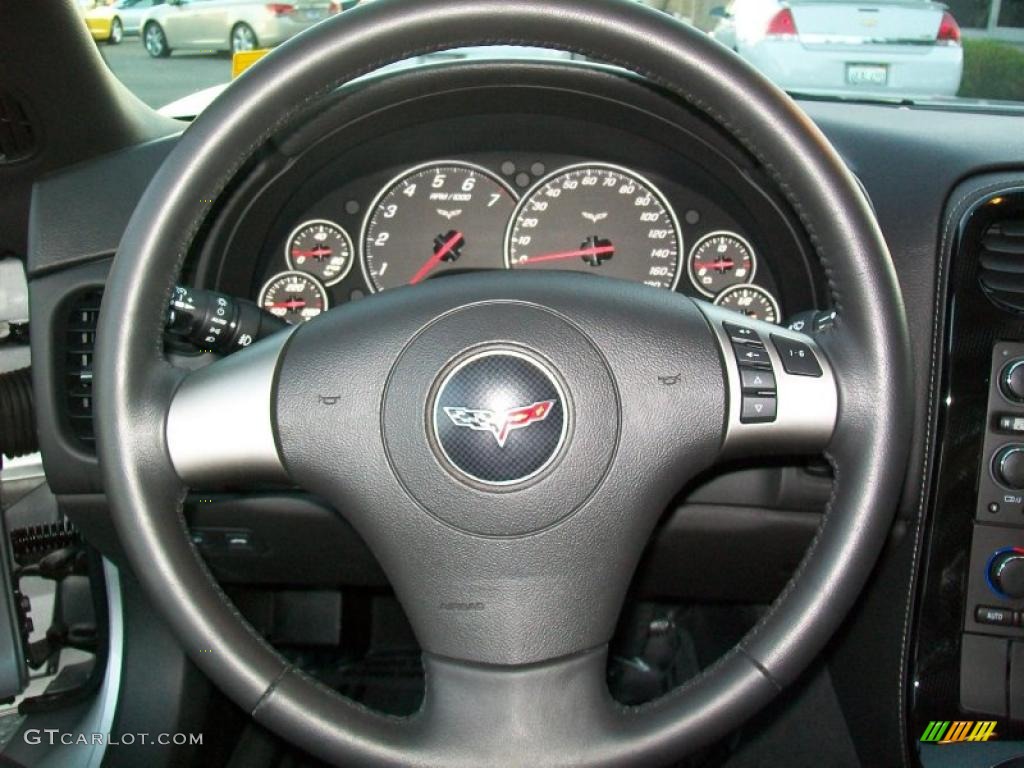 2009 Chevrolet Corvette Coupe Ebony Steering Wheel Photo #43669664