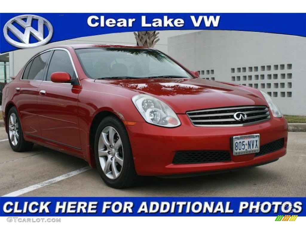 2006 G 35 Sedan - Garnet Fire Red Metallic / Wheat photo #1