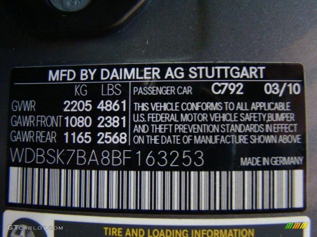 2011 SL Color Code 792 for Palladium Silver Metallic Photo #43690440