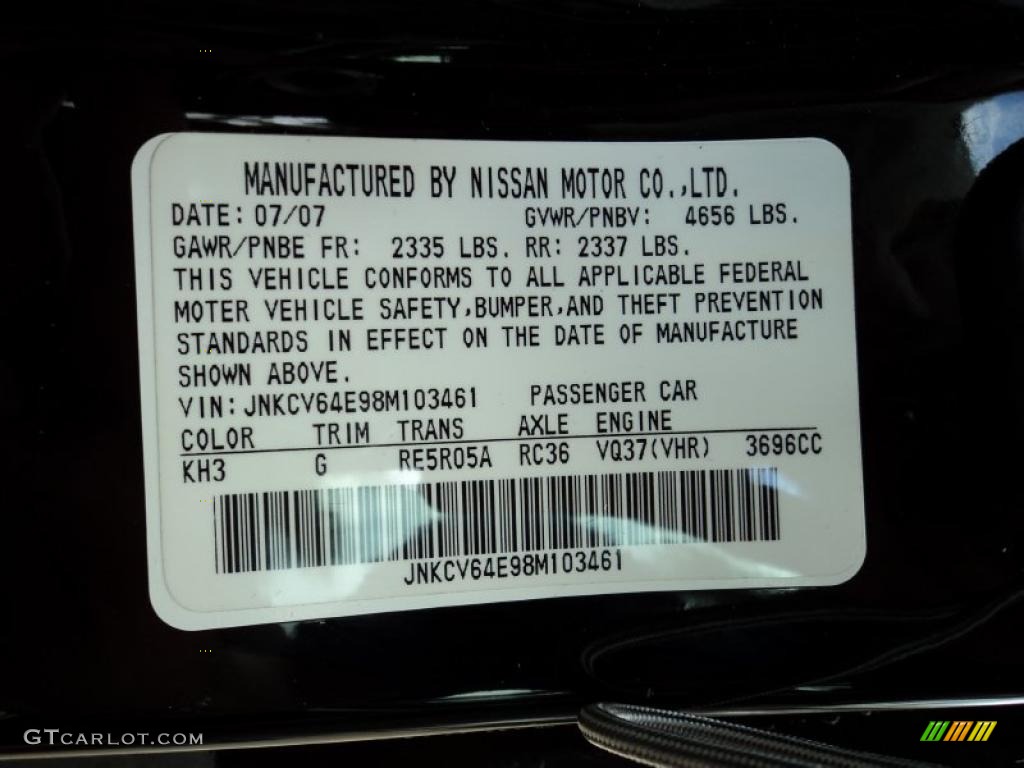 2008 G Color Code KH3 for Black Obsidian Photo #43705352