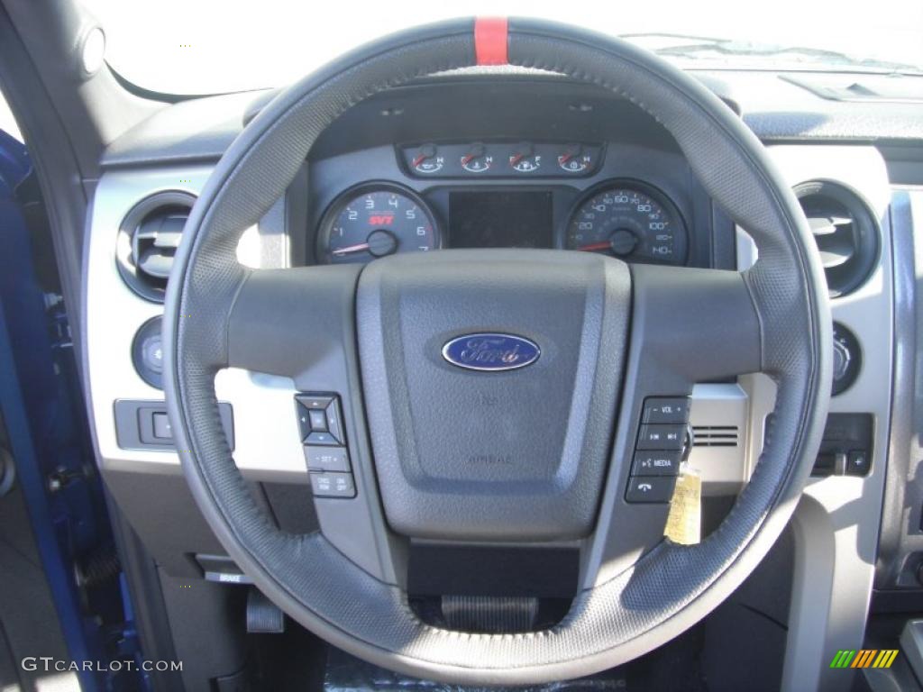 2011 Ford F150 SVT Raptor SuperCab 4x4 Raptor Black Steering Wheel Photo #43721061